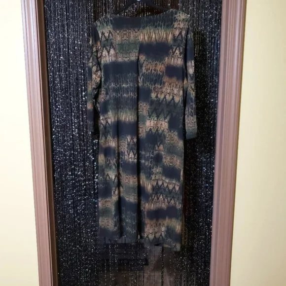 Roaman"s Safari Green Multi Jungle Shift Dress - Picture 7 of 8